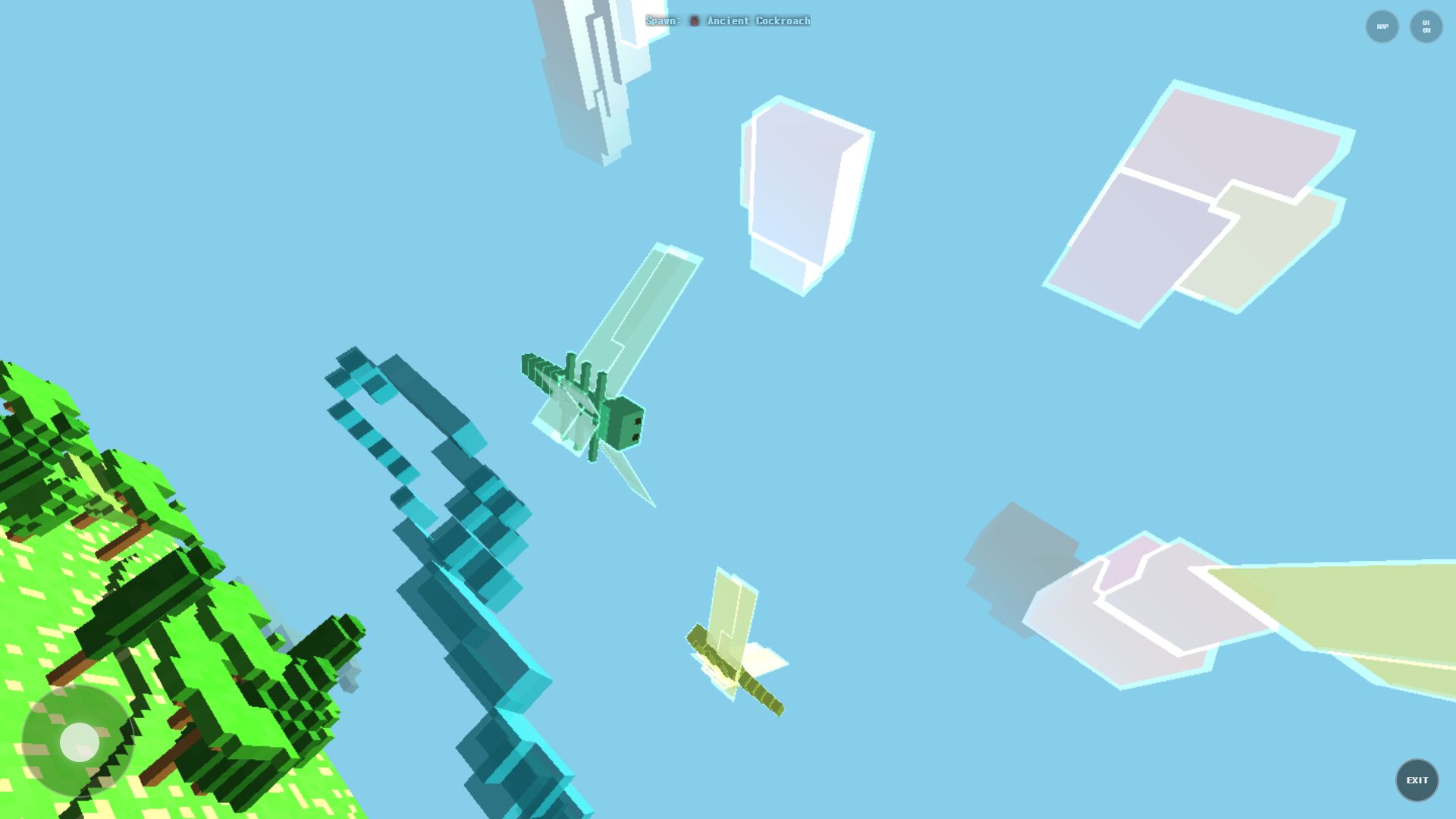 The same Iceland spawn and camera framing with rail transparency reduced to 20 percent.